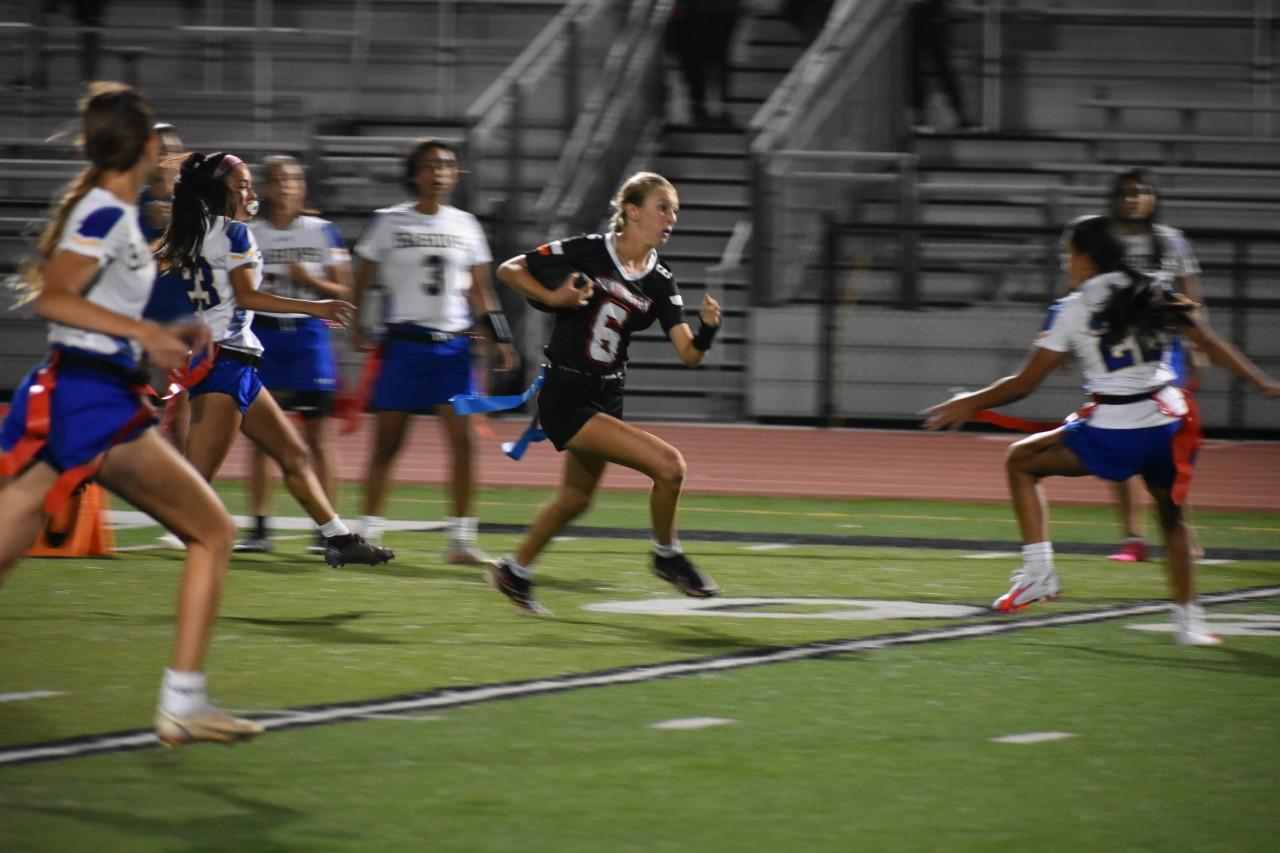action shot of girl running